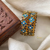 Purple & Blue Kids Silk Thread Kundan Bangle-Diced Flower-G12304